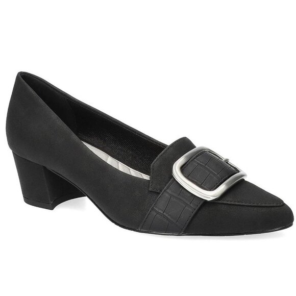 Easy Street Aster Almond Toe Pumps Black Croco Sz 9W - Retail $86 - Picture 1 of 3